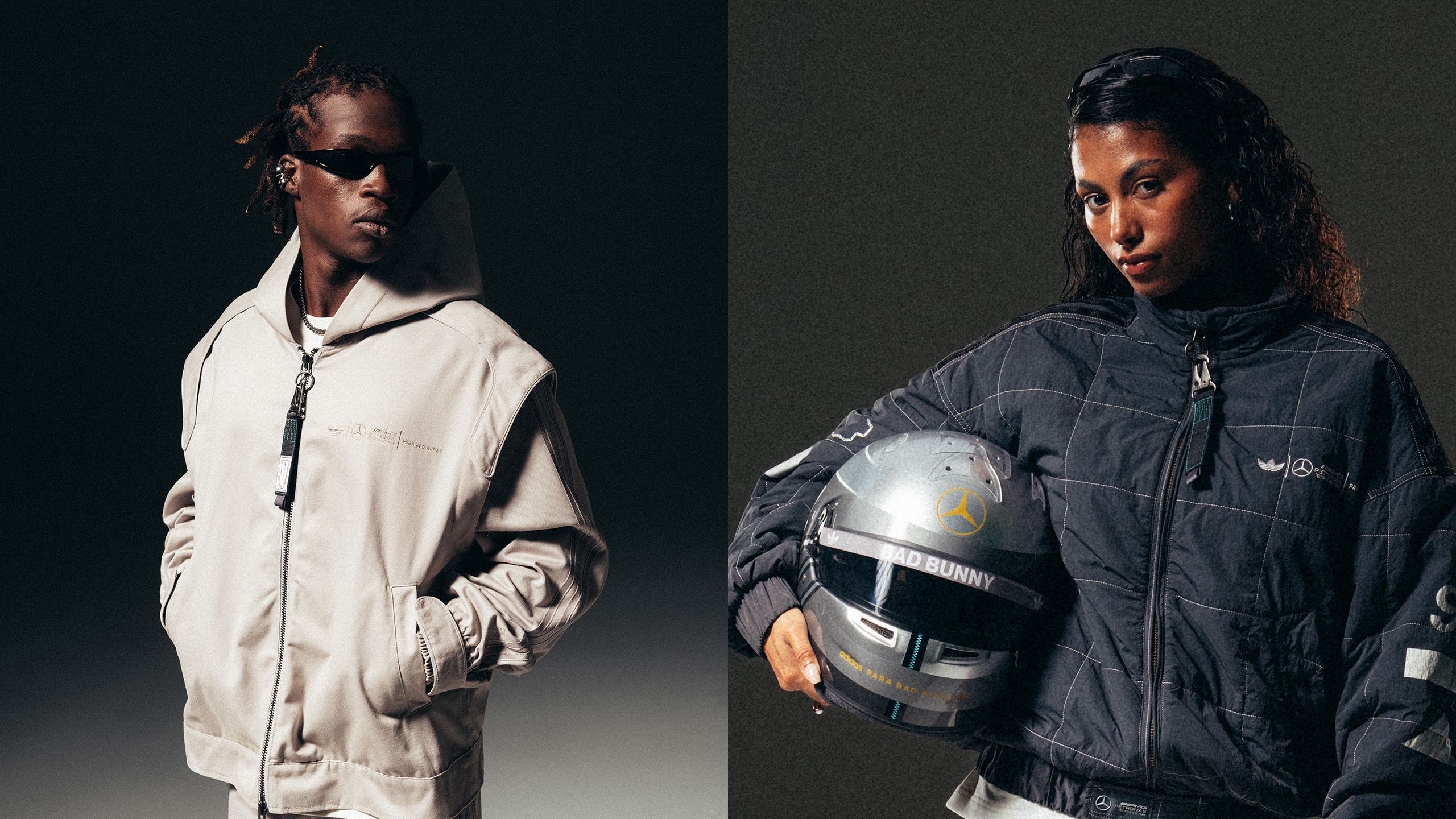 プレオーダー AD BENZ BadBunny 三者コラボ F1 ジャケット adidas para Bad Bunny x Mercedes-AMG F1 Racing Jacket Grey